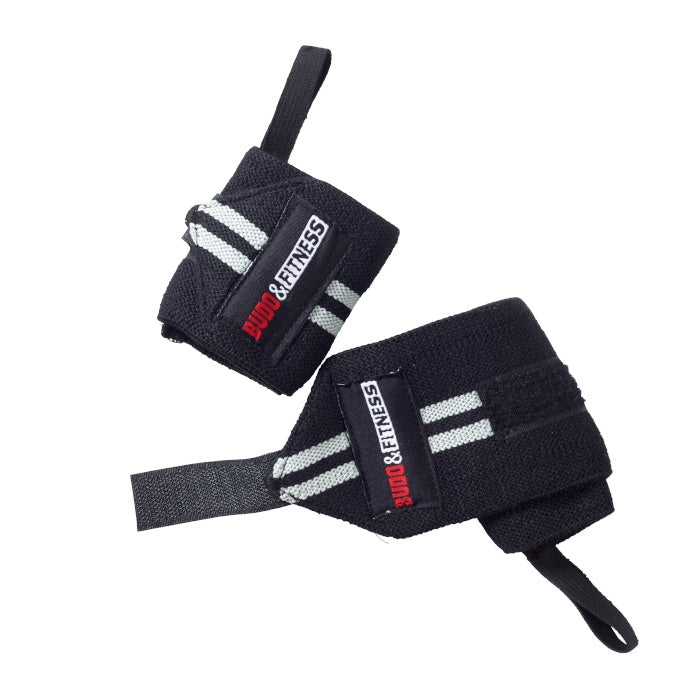 BUDO & FITNESS ELASTIC WRIST WRAPS SVART/GRÅ